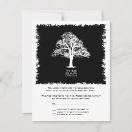 Boom van Life Bar Mitzvah Reply Card Black RSVP Kaartje