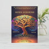 Boom van Life Bar Mitzvah-uitnodiging Kaart (Staand voorkant)