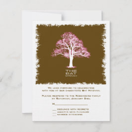 Boom van Life Bat Mitzvah Reply Card, chocolade RSVP Kaartje