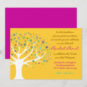 Boom van Life Bat Mitzvah Uitnodiging goud uit (Voorkant / Achterkant)