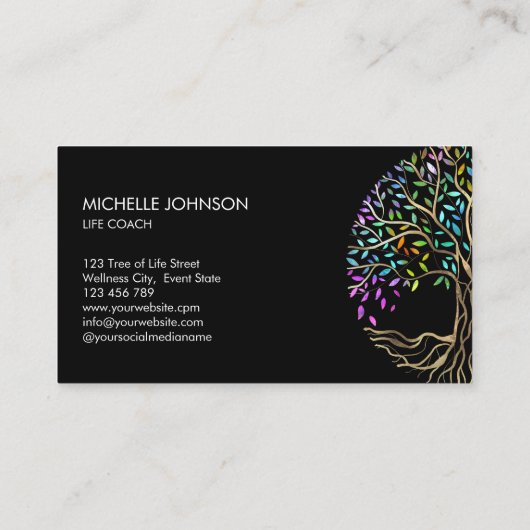 Boom van Life Coach Event Planner Cosmetics Visitekaartje (Achterkant)