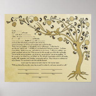 Boom van Life ketubah met een Hebreeuwse quote - B Poster