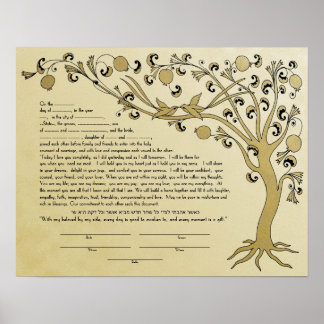 Boom van Life ketubah met een Hebreeuwse quote - B Poster