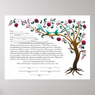 Boom van Life Ketubah & Vows in joodtinten (R) Poster
