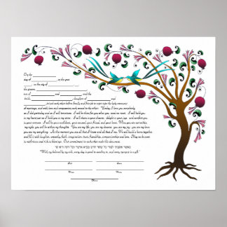 Boom van Life Ketubah & Vows in joodtinten (R) Poster
