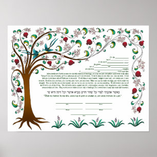 Boom van Life Ktubah, surround design, wit Poster
