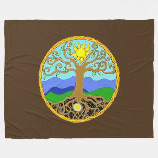 Boom van Life Mandala Fleece Deken (Voorkant (Horizontaal))