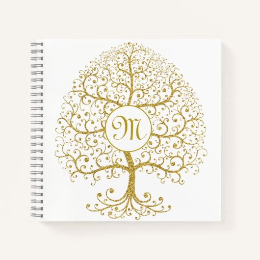Boom van Life Monogram Modern Gold Luxury Notitieboek (Voorkant)