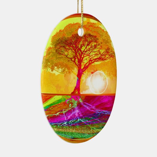 Boom van Life Sunrise Keramisch Ornament (Rechts)