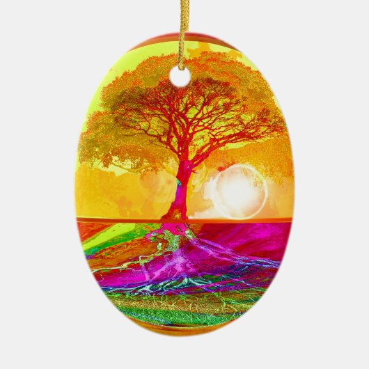 Boom van Life Sunrise Keramisch Ornament (Voorkant)