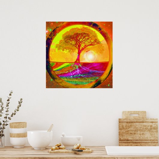 Boom van Life Sunrise Poster (Keuken)