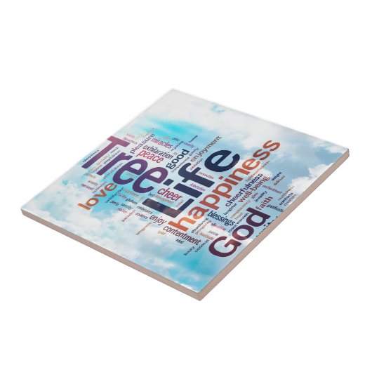 Boom van Life Word Cloud Tegeltje (Zijkant)