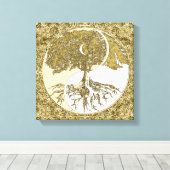 Boom van Life Yin Yang Gold Mandala Canvas Afdruk (Insitu (Houten vloer))
