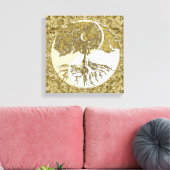 Boom van Life Yin Yang Gold Mandala Canvas Afdruk (Insitu (Woonkamer))
