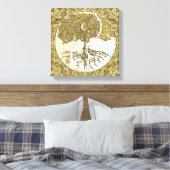 Boom van Life Yin Yang Gold Mandala Canvas Afdruk (Insitu (Slaapkamer))