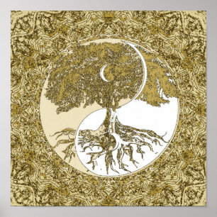 Boom van Life Yin Yang Gold Mandala Poster