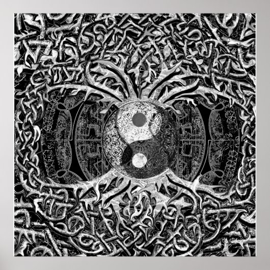Boom van Life Yin Yang in zwart-wit Poster (Voorkant)