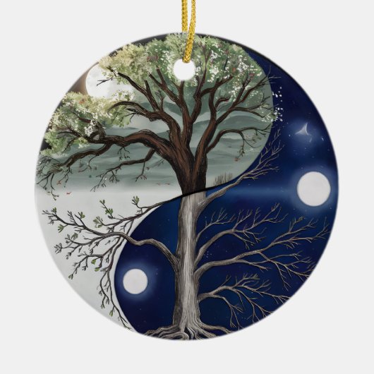 Boom van Life Yin Yang Keramisch Ornament (Voorkant)