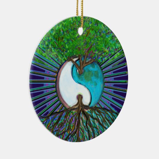 Boom van Life Yin Yang Keramisch Ornament (Rechts)