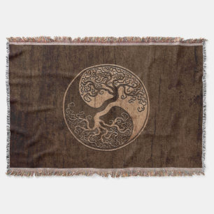 Boom van Life Yin Yang met het effect van houtkorr Deken