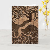 Boom van Life Yin Yang met het effect van houtkorr Kaart (Gele Bloem)