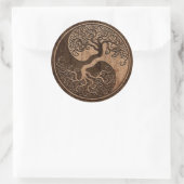Boom van Life Yin Yang met het effect van houtkorr Ronde Sticker (Tas)