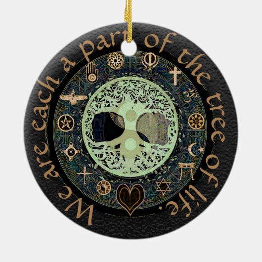 Boom van Life Yin Yang Peace Keramisch Ornament (Achterkant)