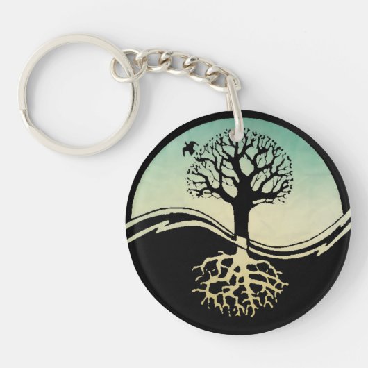 Boom van Life Yin Yang Sleutelhanger (Voorkant)