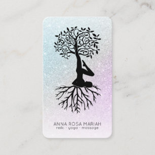 *~* Boom van Life Yoga Pastel Glitter Man Woman S Visitekaartje