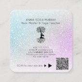 *~* Boom van Life Yoga Pastel Glitter Man Woman Vierkante Visitekaartje (Achterkant)