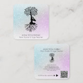 *~* Boom van Life Yoga Pastel Glitter Man Woman Vierkante Visitekaartje (Voorkant / Achterkant)