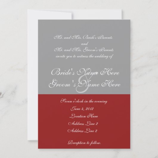 Boom van Love Red Gray Wedding Invitation Kaart (Voorkant)