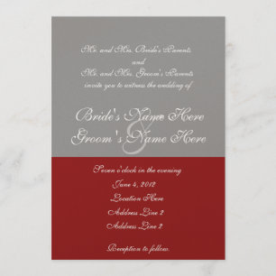 Boom van Love Red Gray Wedding Invitation Kaart