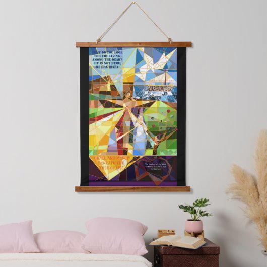 Boom van onze redding Jezus en Mary Hanging Tapes Hangend Wandkleed (Slaapkamer)