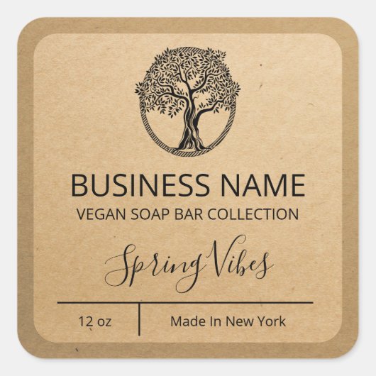 Boom Vegan Kraft Paper Soap Bar Labels (Voorkant)