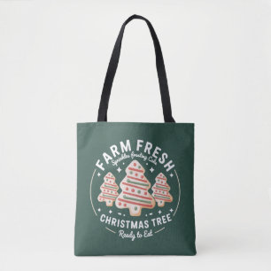 Boom Verse Kerstboom Cake Kerst Vakantie Tote Bag