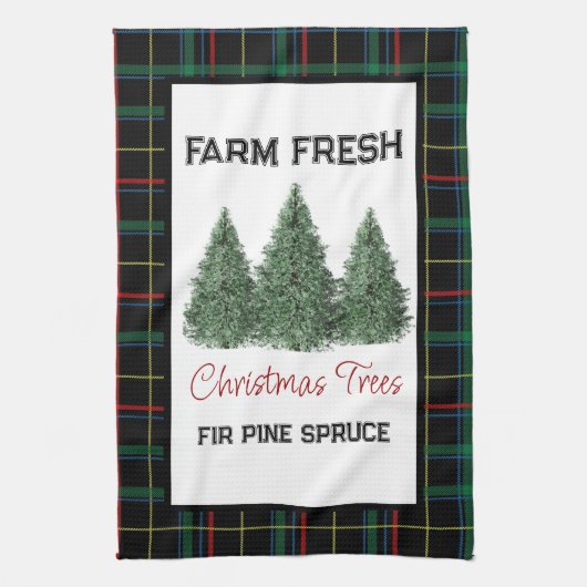 Boom Verse Kerstboom Vakantie Thuis Theedoek (Verticaal)