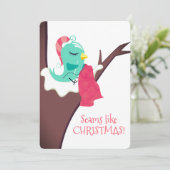 Boom vogel naaien naald draad kerstkaart (Staand voorkant)