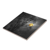 Boom vol met ravens met volle maan. tegeltje (Zijkant)