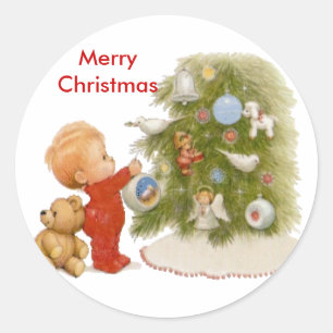 Boom, Vrolijk kerstfeest Ronde Sticker