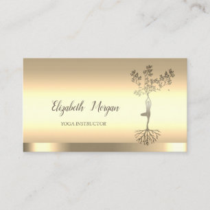Boom Vrouwen Silhouet, Gouden Yoga Instructeur Visitekaartje