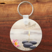 Boom Vrouwen Silhouet Zen Stenen Sleutelhanger (Voorkant)