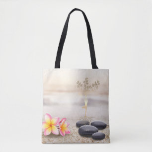 Boom Vrouwen Silhouet Zen Stenen Tote Bag