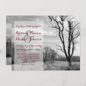 Boom Weg Rustic Country Wedding Invitations Kaart (Voorkant / Achterkant)