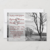 Boom Weg Rustic Country Wedding Invitations Kaart (Voorkant)