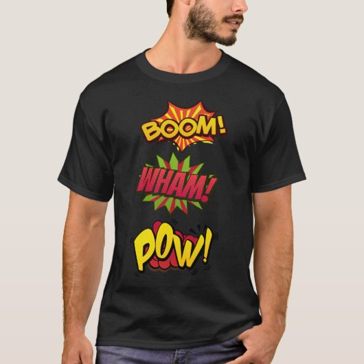 Boom Wham Pow Comic amadeus hoefijzer T-shirt (Voorkant)