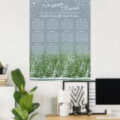 Boom winter bruiloft grijs 12 tafel zitkaart poster (Thuiskantoor)