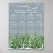 Boom winter bruiloft grijs 12 tafel zitkaart poster (Voorkant)