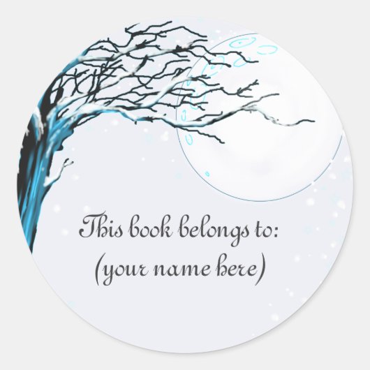 Boom, winter ronde sticker (Voorkant)