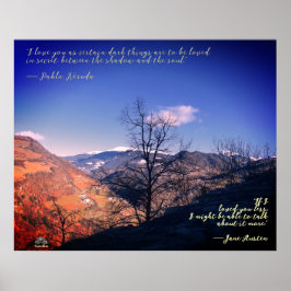 Boom, wolk, bergen met aanhalingstekens Poster